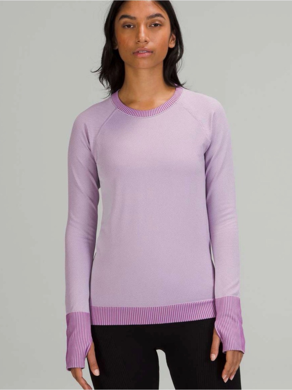 Lululemon Rest Less Pullover in the Diagonal Rib Wisteria Purple Lavender Dew 6